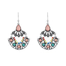 Urthn Rhodium Plated Multicolor Crystal Stone Dangler Earrings - 1311811A