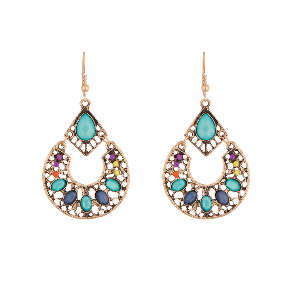 Urthn Antique Gold Plated Multicolor Dangler Earrings - 1311813A