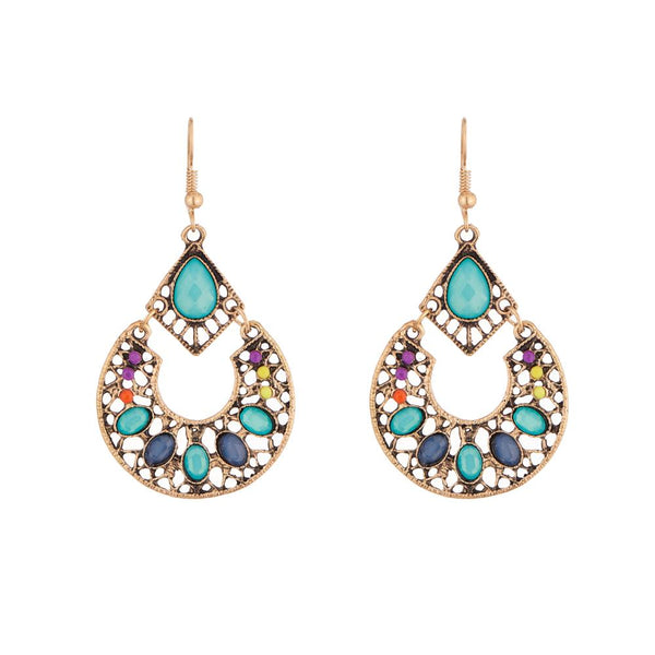 Urthn Antique Gold Plated Multicolor Dangler Earrings - 1311813A