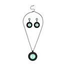 Urthn Oxidised Plated Resin Stone Statement Necklace Set - 1107102B
