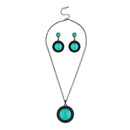 Urthn Resin Stone Oxidised Plated Statement Necklace Set - 1107103B