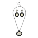 Urthn Resin Stone Oxidised Plated Statement Necklace Set - 1107104B