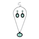 Urthn Resin Stone Oxidised Plated Statement Necklace Set - 1107104D