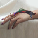 Urthn Purple Austrian Stone Peacock Adjustable Feather Ring - 1501873F