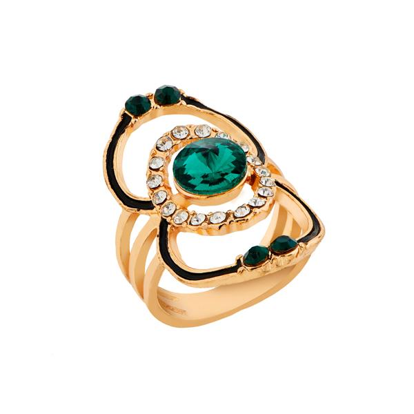 Urthn Green Stone Gold Plated Ring - 1501830_17