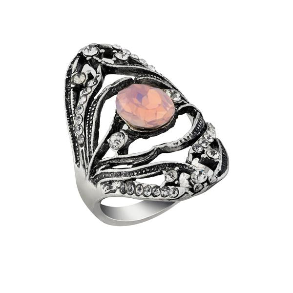 Urthn Pink Stone Rhodium Plated Ring - 1501850_17