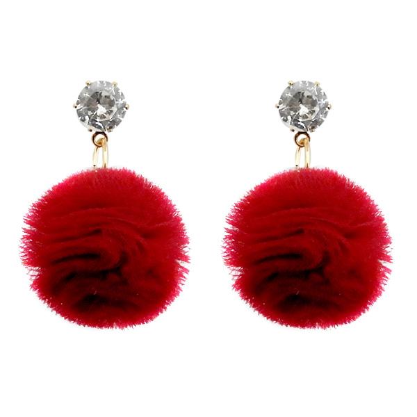 Urthn Gold Plated Austrian Stone Pom Pom Dangler Earrings - 1310903I