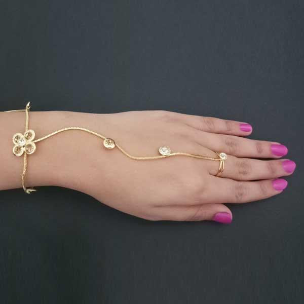 Urthn Brown Austrian Stone Gold Plated Hand Harness - 1502383