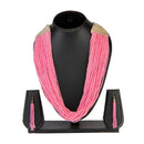 Urthn Pink Beads Statement Necklace Set - 1111603E