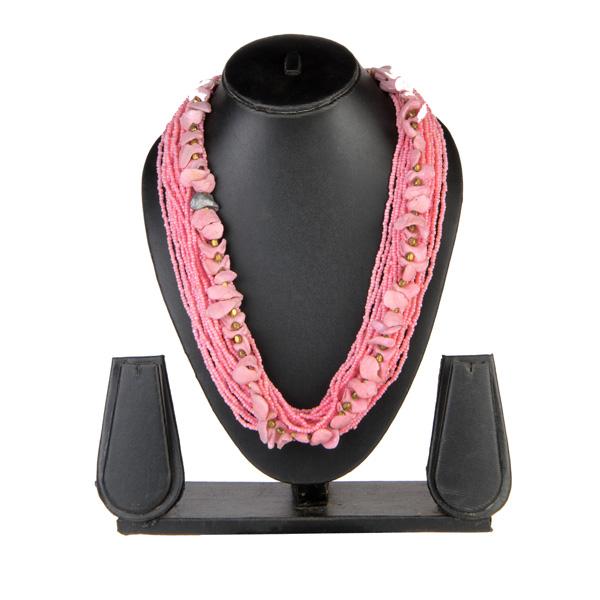 Urthn Pink Beads Statement Necklace Set - 1111604A
