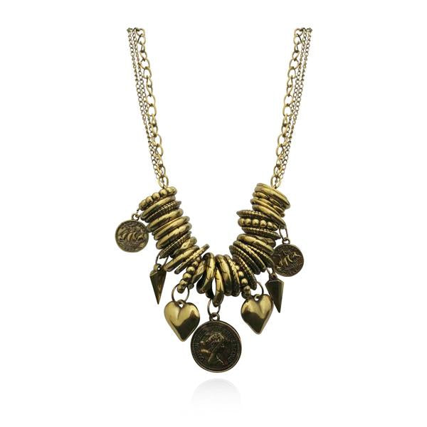 Urthn Antique Gold Plated Statement Necklace - 1103354