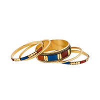 Urthn Gold Plated Blue Meenakari Bangle Set - 1403406_2.6