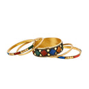 Urthn Gold Plated Blue Meenakari Bangle Set - 1403407_2.6