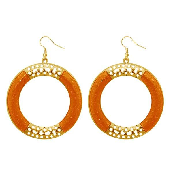 Urthn Gold Plated Orange Enamel Dangler Earrings - 1310116E