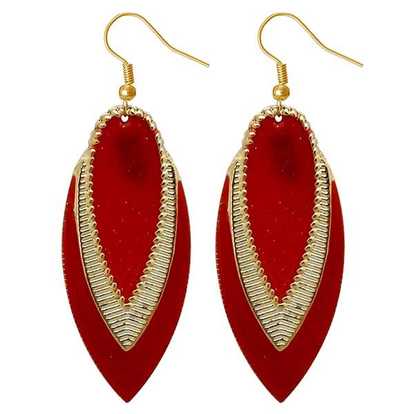 Urthn Red Enamel Gold Plated Dangler Earrings - 1310122A