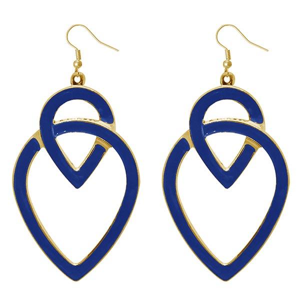 Urthn Blue Enamel Gold Plated Dangler Earrings - 1310124A