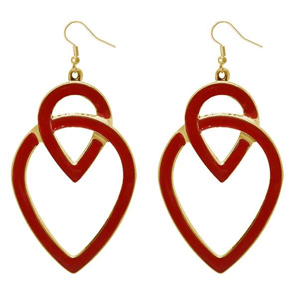 Urthn Maroon Enamel Gold Plated Dangler Earrings - 1310124B