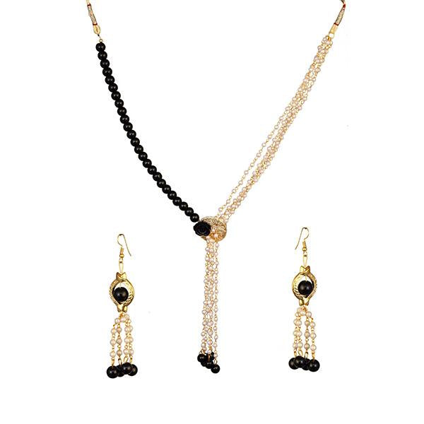 Urthn Black & White Beads Gold Plated Necklace Set - 2800321I