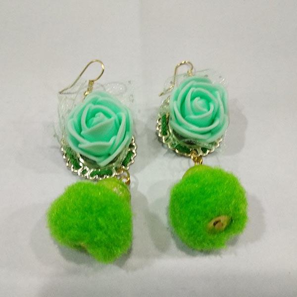 Urthn Green Floral Design Dangler Earrings - 1313433C