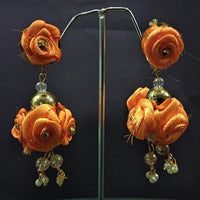 Urthn Orange Floral Design Dangler Earrings - 1313439B