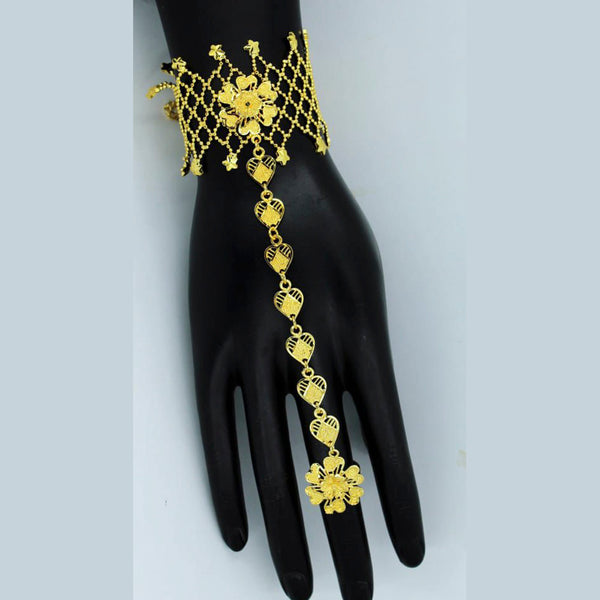 Ajanta Bangles Forming Look Gold Plated Floral Pack of 12 Hand Harness