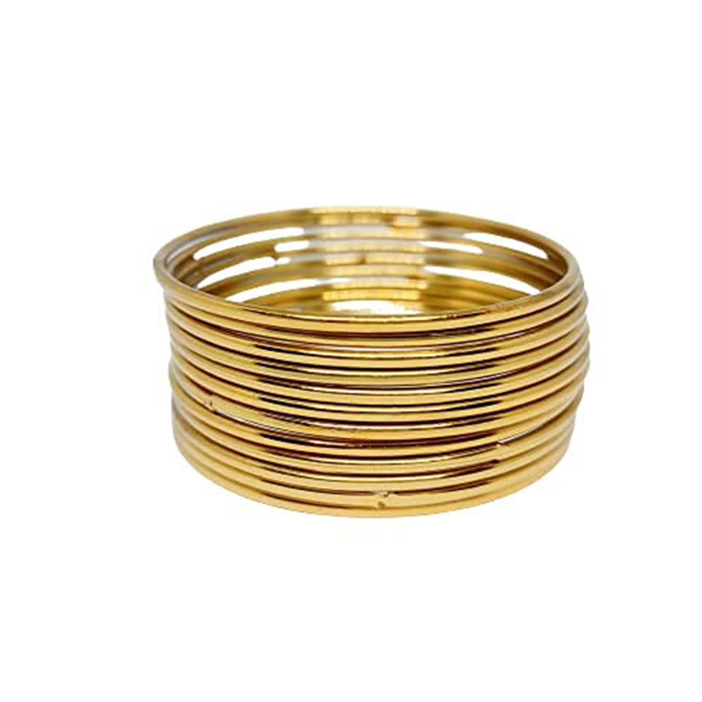 Etnico Gold Plated Traditional Plain Bangle Set For Women (ADB158FL-a) (Set of 24 Bangles)