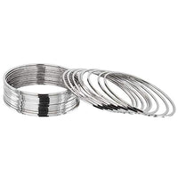Etnico Silver Oxidized Traditional Plain Bangle Set For Women (ADB158S-a) (Set of 24 Bangles)