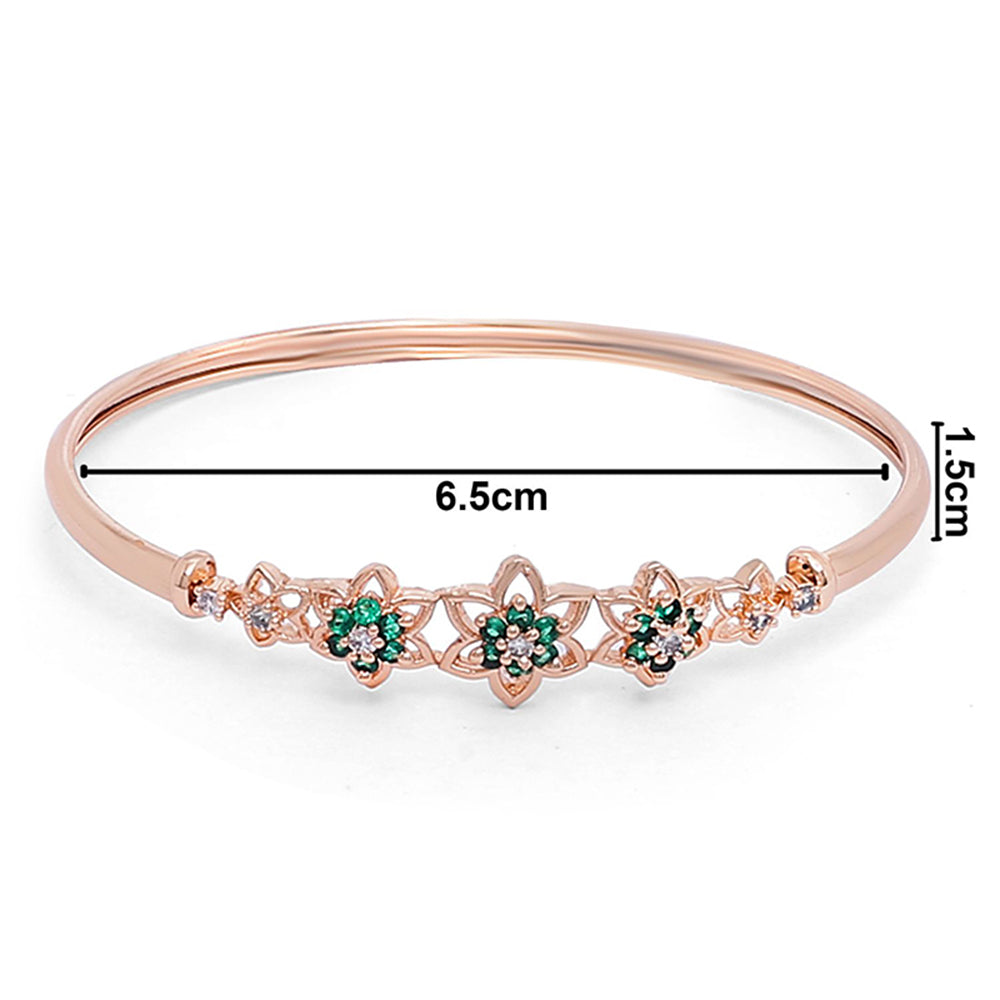 Etnico Rose Gold Plated Cubic Zirconia Bracelet Jewellery for Women & Girls (ADB189G)