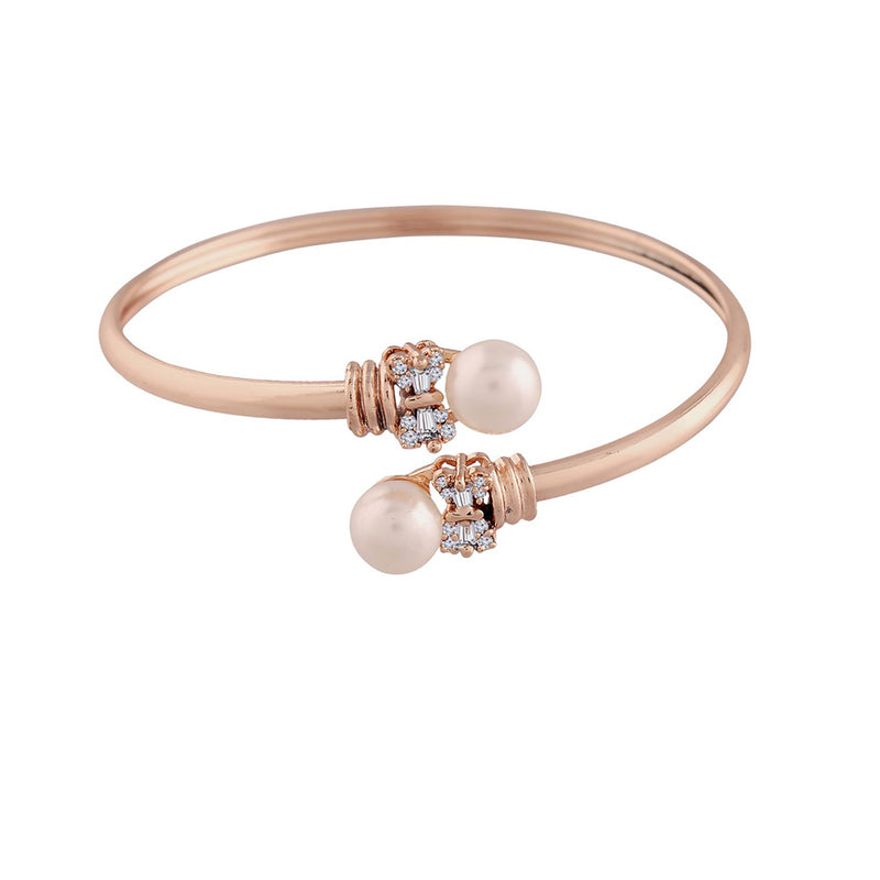Etnico Rose Gold Plated CZ Stone Openable Designer Styles Kada Bangles Bracelets for Women & Girls (ADB210RG)