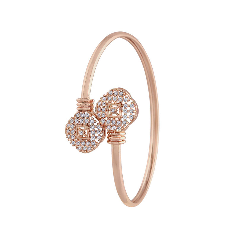 Etnico Rose Gold Plated CZ Stone Openable Designer Styles Kada Bangles Bracelets for Women & Girls (ADB211RG)