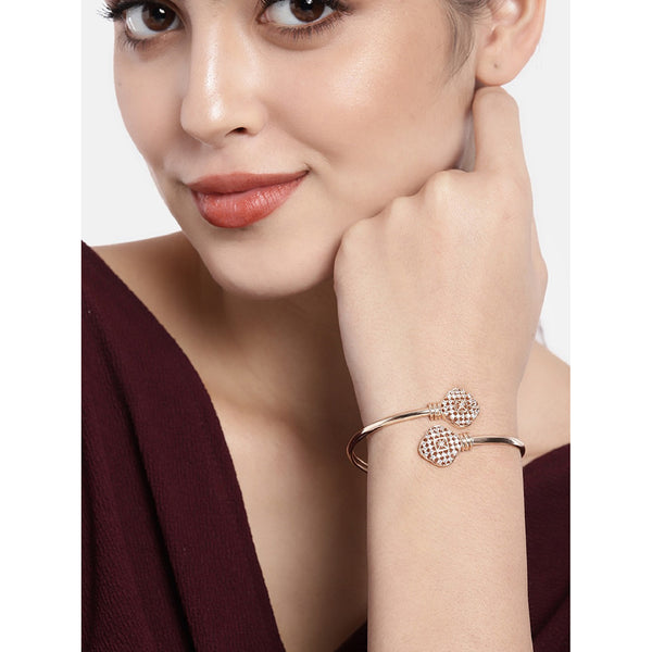 Etnico Rose Gold Plated CZ Stone Openable Designer Styles Kada Bangles Bracelets for Women & Girls (ADB211RG)