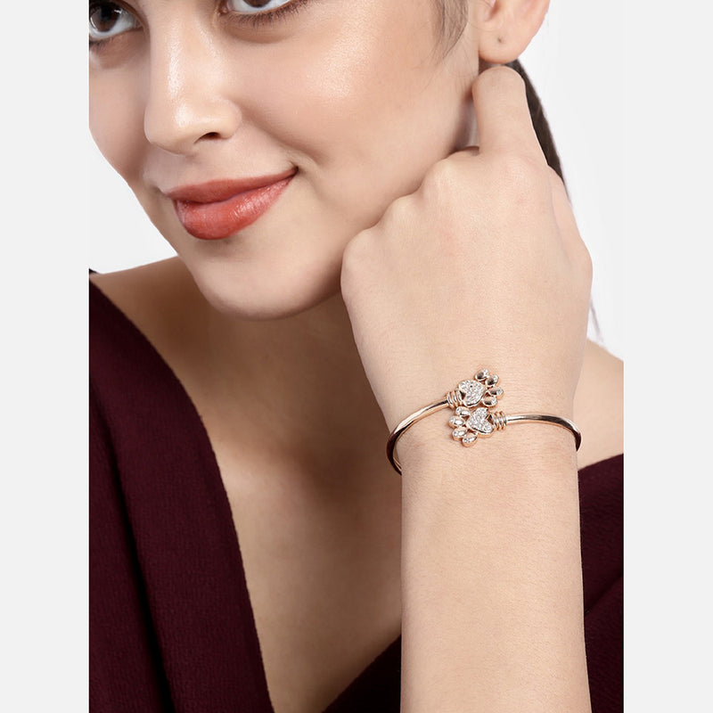 Etnico Rose Gold Plated CZ Stone Openable Designer Styles Kada Bangles Bracelets for Women & Girls (ADB213RG)