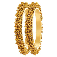 Etnico Gold Plated Traditional Pearl Beaded Bangle Set For Women (ADB314FL-a) (Pack of 2)