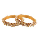 Etnico Gold Plated Traditional Pearl Beaded Bangle Set For Women (ADB314W-a) (Pack of 2)