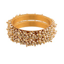 Etnico Gold Plated Traditional Pearl Beaded Bangle Set For Women (ADB314W-a) (Pack of 2)