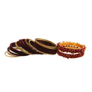 Etnico Gold Plated Traditional Pink Velvet Chuda Bangle Set With Pearl Kada (ADB315Pi-a) (Pack of 1)