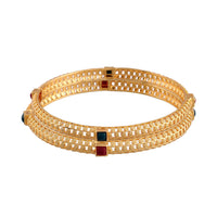Etnico Gold Plated Traditional Multicolor Stone Studded Bangles For Women/Girls (ADB317MG-a)