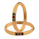 Etnico Gold Plated Traditional Multicolor Stone Studded Bangles For Women/Girls (ADB318MG-a)