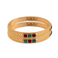 Etnico Gold Plated Traditional Multicolor Stone Studded Bangles For Women/Girls (ADB318MG-a)