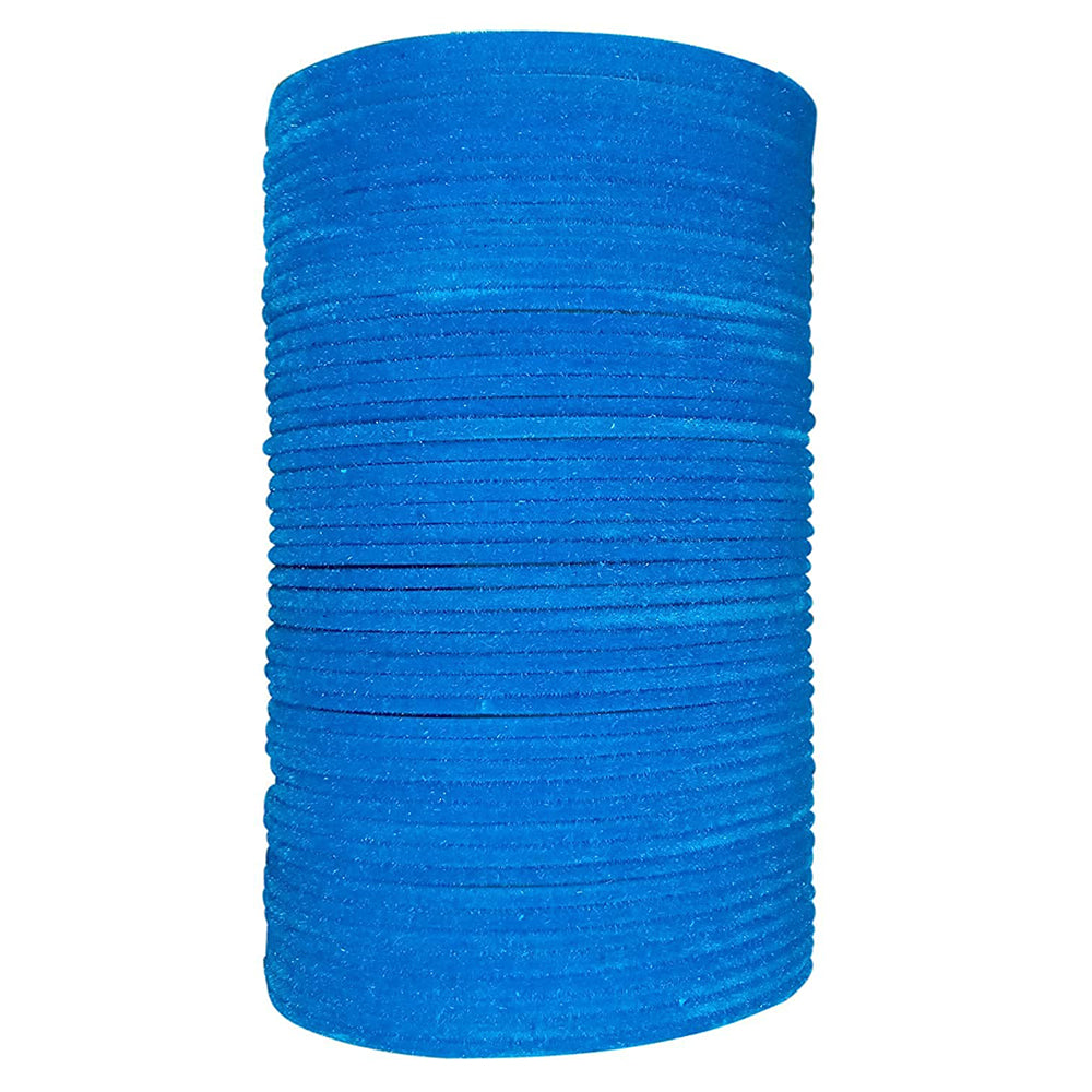 Etnico Gorgeous Traditional Blue Color Plain Metal Velvet Chuda Bangle Set for Women & Girls (ADB327Bl-a) (Set of 48 )
