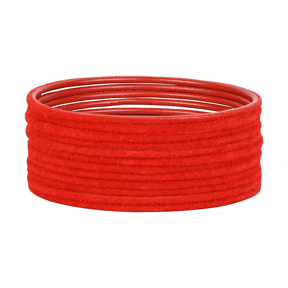 Etnico 18K Gorgeous Traditional Multi Color Plain Metal Velvet Chuda Bangle Set for Women & Girls (ADB328-a) (Set of 48 )