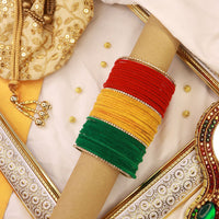 Etnico 18K Gorgeous Traditional Multi Color Plain Metal Velvet Chuda Bangle Set for Women & Girls (ADB328-a) (Set of 48 )