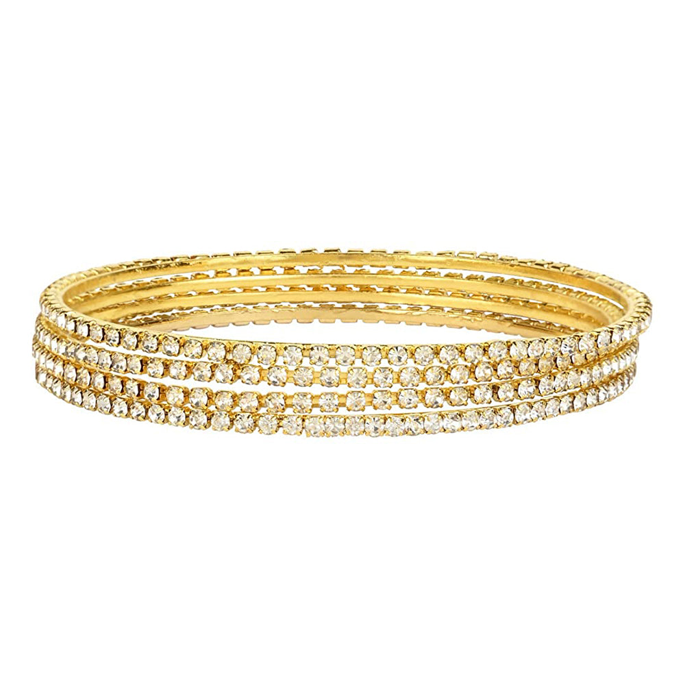 Etnico 18K Gorgeous Traditional Multi Color Plain Metal Velvet Chuda Bangle Set for Women & Girls (ADB329-a) (Set of 48 )