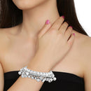 Etnico 18k Silver Plated Alloy Intricately Designed Handcrafted Embellished with Ghungroo Bangles for Women (ADB424S-a)