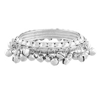 Etnico 18k Silver Plated Alloy Intricately Designed Handcrafted Embellished with Ghungroo Bangles for Women (ADB424S-a)