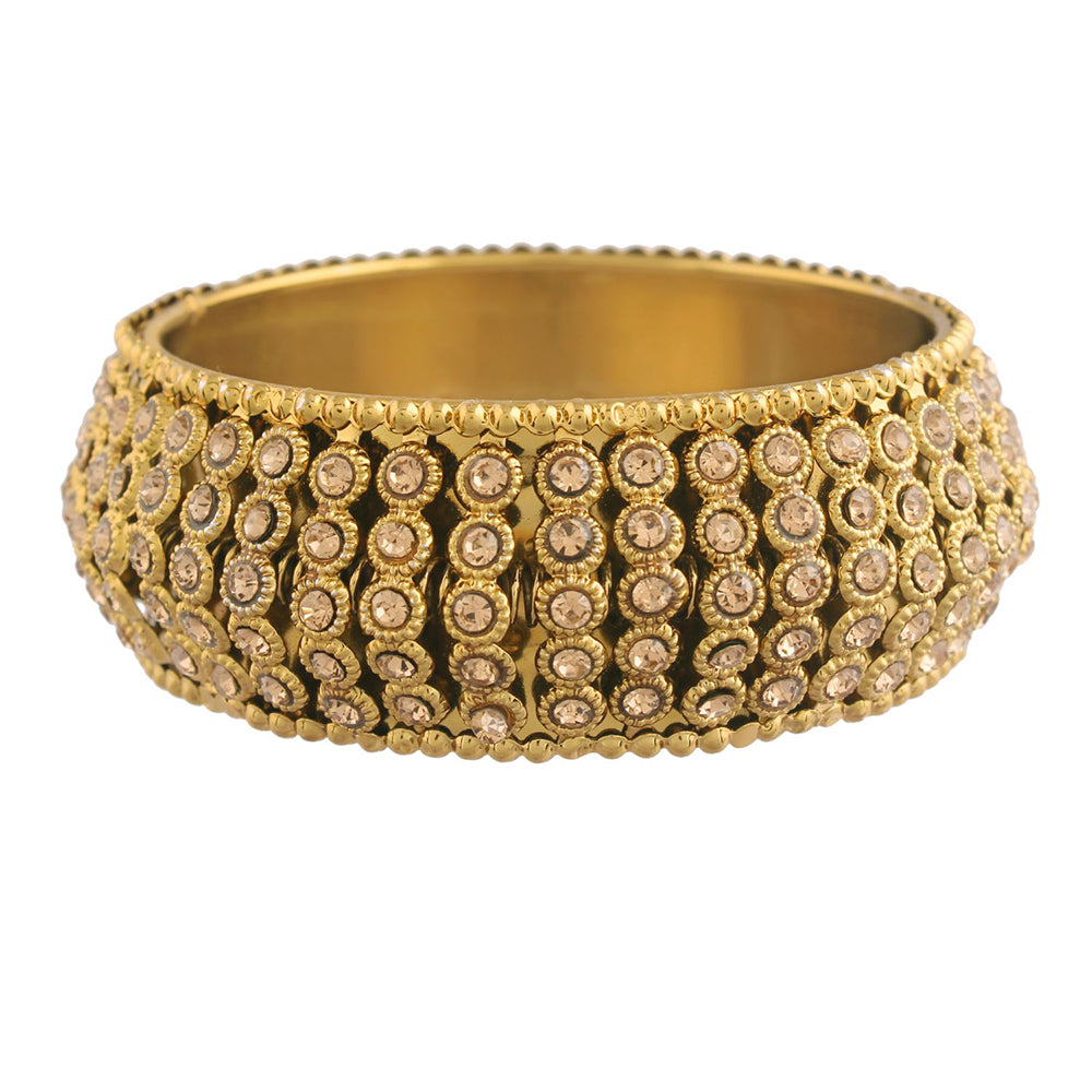 Etnico 18K Gold Plated Intricately Handcrafted Kada Embellished with Stones For Women (ADB425FL-a) (Pack of 1)