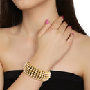 Etnico 18K Gold Plated Intricately Handcrafted Kada Embellished with Pearls For Women (ADB426-a) (Pack of 1)