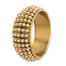 Etnico 18K Gold Plated Intricately Handcrafted Kada Embellished with Pearls For Women (ADB426-a) (Pack of 1)