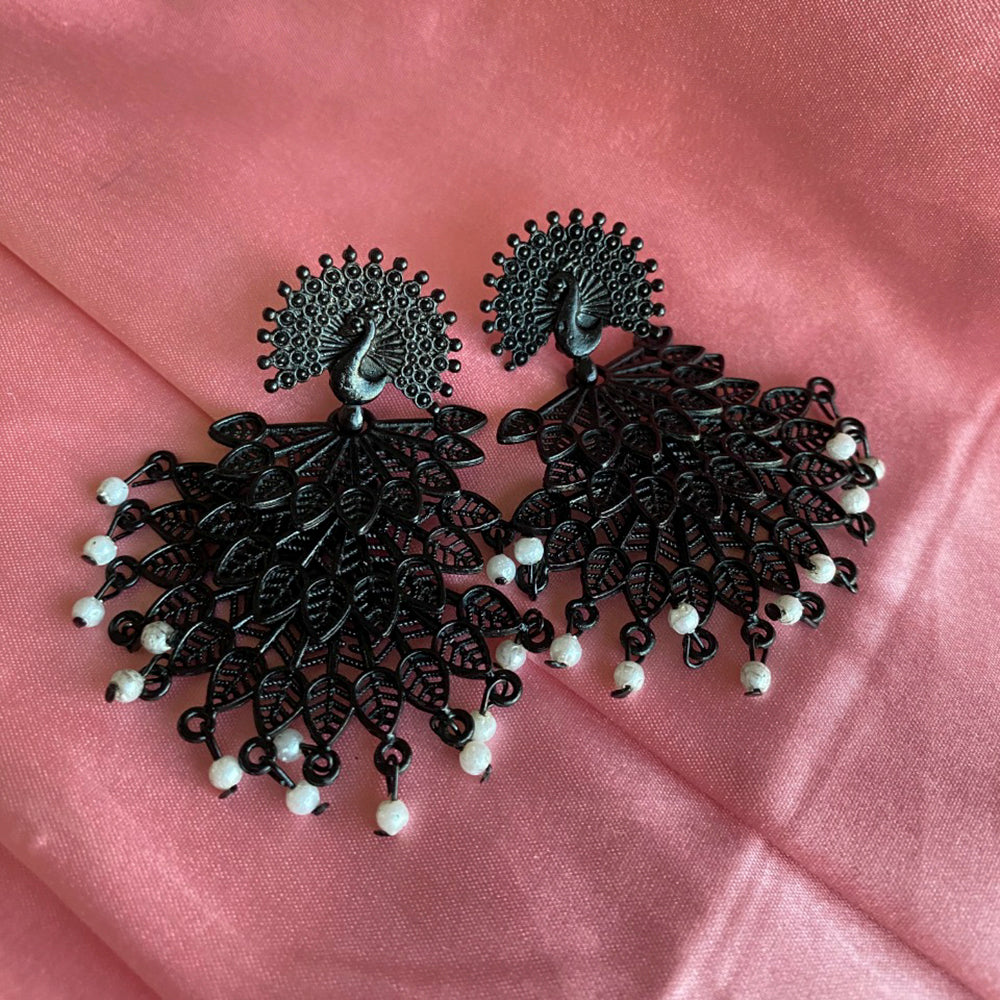 Mahavir Black Plated Dangler Earrings