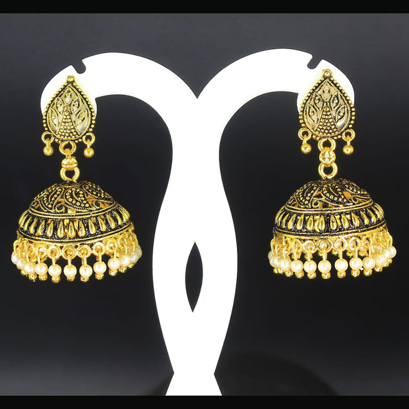 Mahavir Gold Plated White Pearl Jhumki Earrings - AI JUMKHI 1639